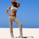 Интересен плажен панталон плетен на една кука с дълги крачоли Y91 4