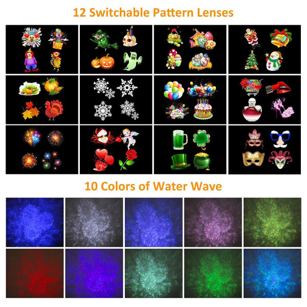 Проектор 2 в 1 Water wave с 12 цветни карти