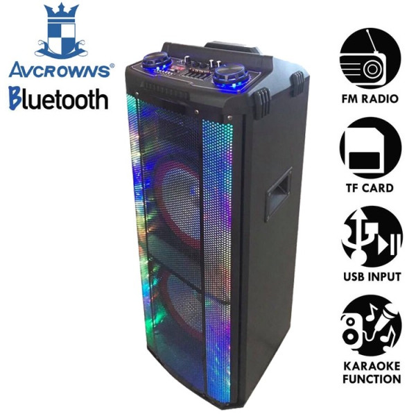 Avcrowns HS-TD1070 Парти спийкър с Bluetooth безжичен микрофон - 2X10 инча
