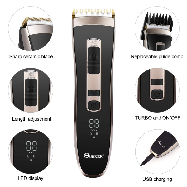 Машинка за подстригване на коса с керамично–титаниево острие и дисплей SHAV20