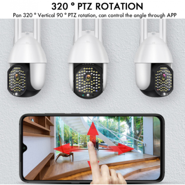 Външна Wi-Fi безжична камера за видео наблюдение 1080P HD,  PTZ сигурност 5