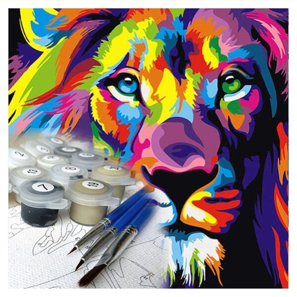 Wildbrush aкрилни платна за оцветяване с изображения на животни с четки и бои