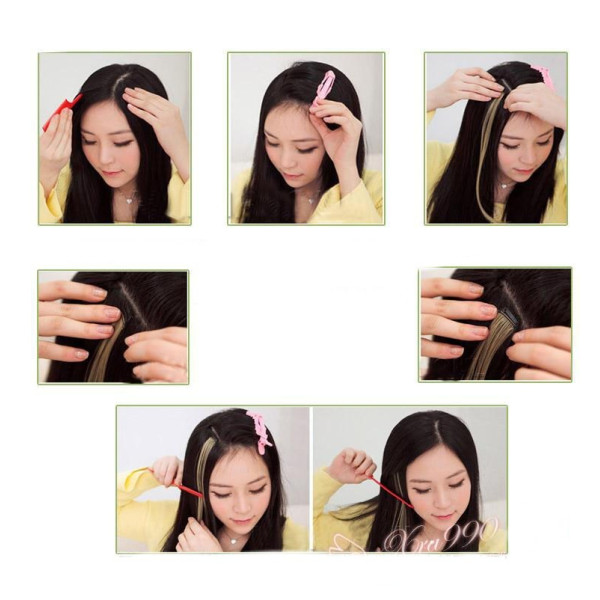 Цветни синтетични кичури коса за удължаване с клипс, дължина 20 инча - F13
