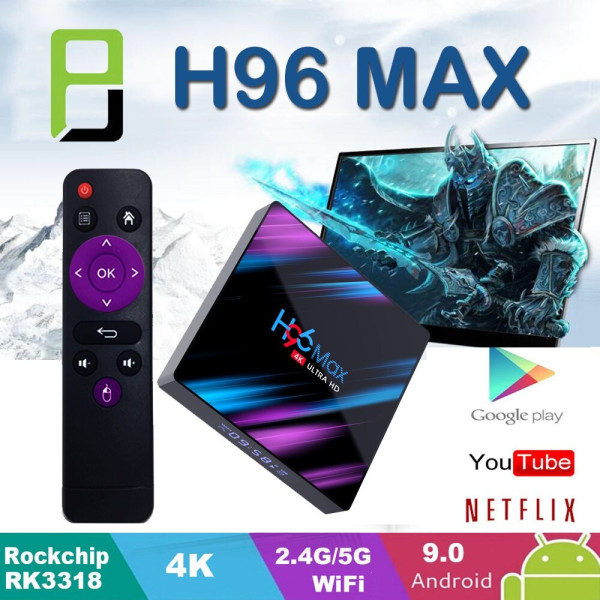 Смарт TV бокс TVBOX H96 MAX, RK3318, Android 10.0, 4K, Wi-Fi 6