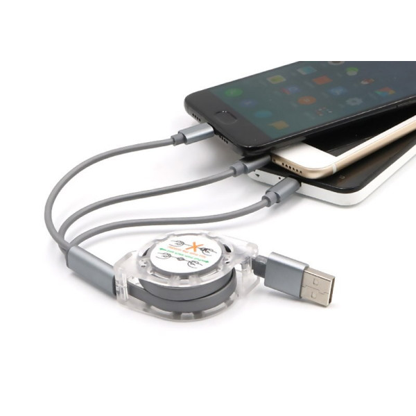 USB Кабел за бързо зареждане 3-в-1, 2.4А за Apple, Android - CA23