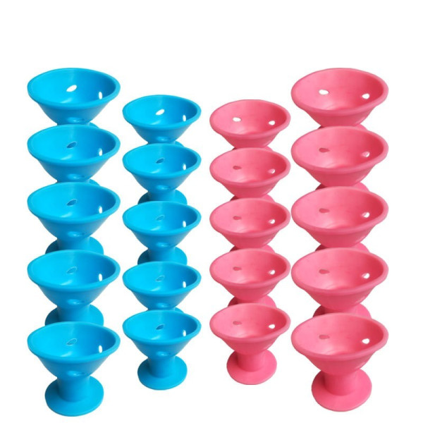 Комплект от 10 броя силиконови ролки за коса в розов или син цвят  TV676 9