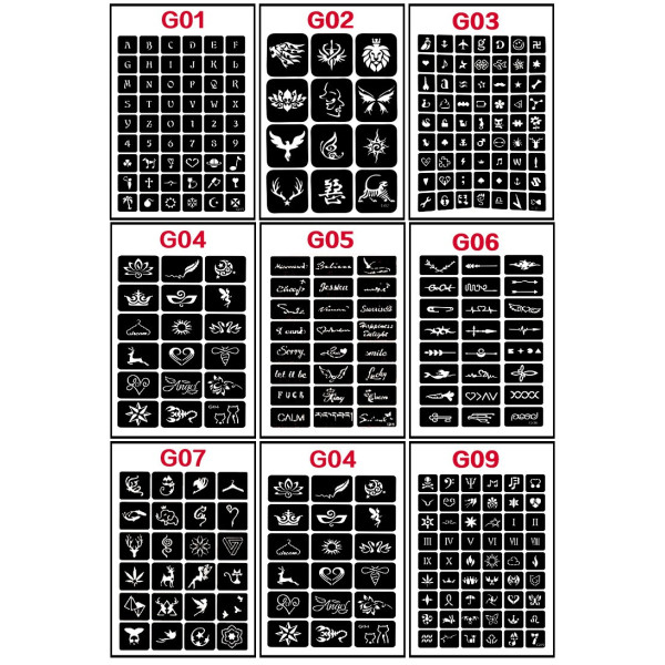 Различни видове шаблони за направа на татуировки HZS221
