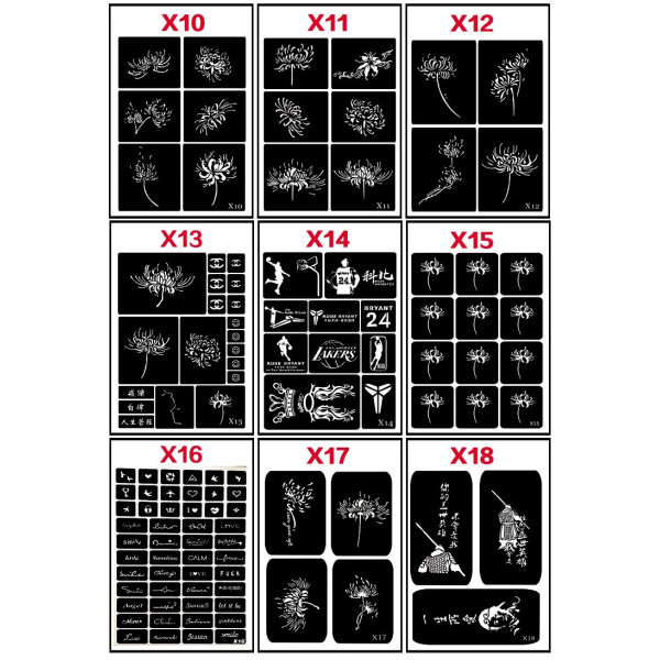 Различни видове шаблони за направа на татуировки HZS221 24