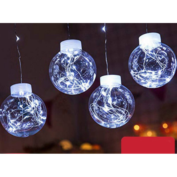 Празнични LED светлини топка с  10 топки в бяла студена и бяла топла светлина SD8