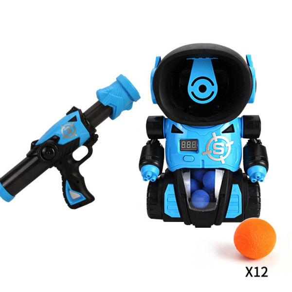 Детска игра с обстрелване на робот с меки топчета и пушка в комплекта