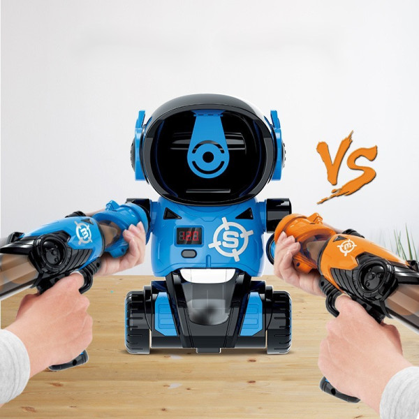 Детска игра с обстрелване на робот с меки топчета и пушка в комплекта