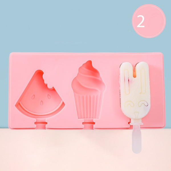 Силиконова форма за сладолед за многократна употреба с пластмасови дръжки TV593