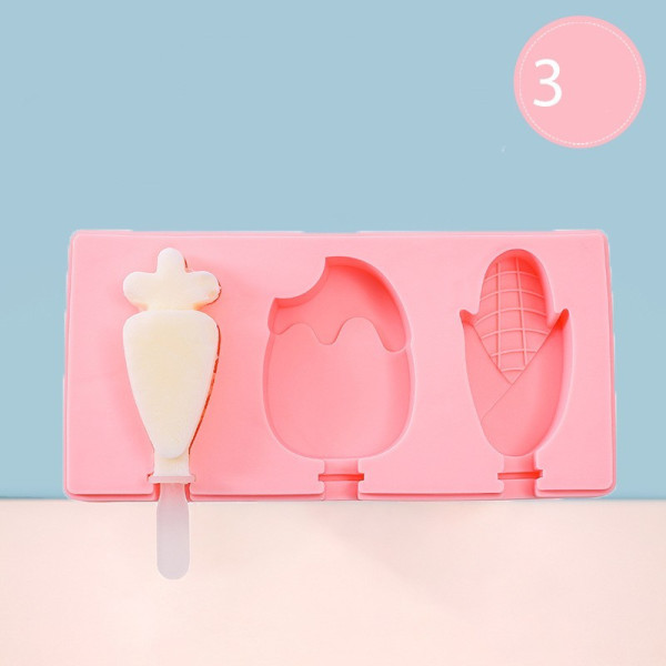 Силиконова форма за сладолед за многократна употреба с пластмасови дръжки TV593 3
