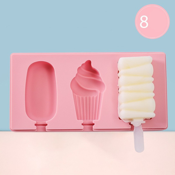 Силиконова форма за сладолед за многократна употреба с пластмасови дръжки TV593