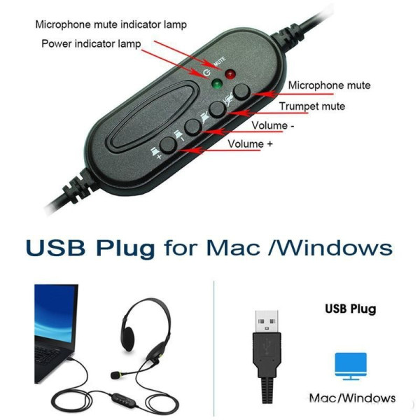 USB слушалки с микрофон подходящи за офис разговори - OH-106 - EP2 5