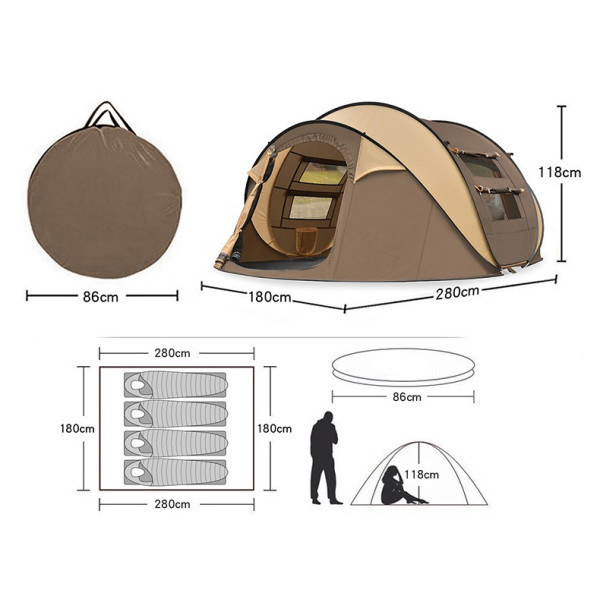 Палатка с автоматичен механизъм на сглобяване предназначена до 4 души - PALAT8