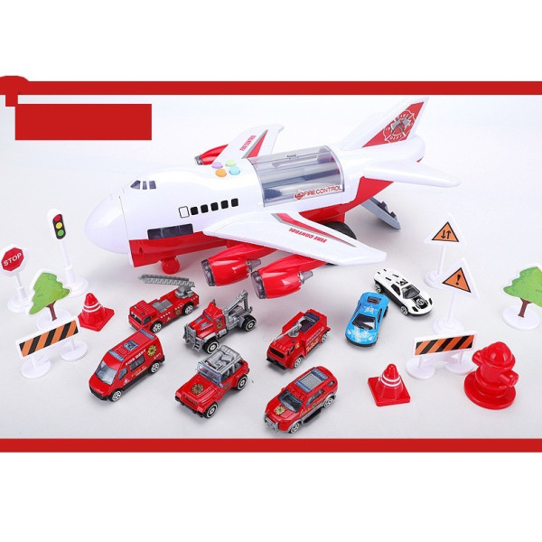 Комплект играчка самолет с писта за колички + 8 колички - WJ6