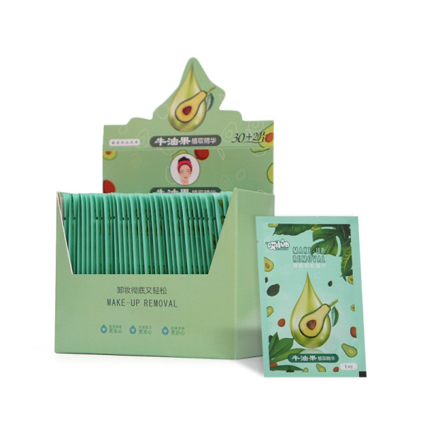 Деликатни кърпички за почистване на грим с масло от авокадо 32 броя - HZS251