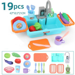 Детски кухненски плот с мивка от 19 части, за миене, рязане и готвен - WJ27