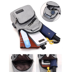 Удобна многофункционална чанта/раница през рамо с USB - BAG105 6