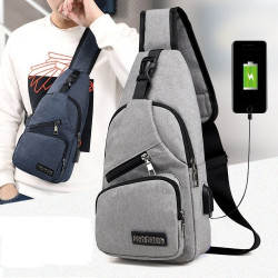 Удобна многофункционална чанта/раница през рамо с USB - BAG105 7