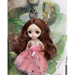 Детски ключодържател мини кукла с розова рокля за раници и чанти - N73 - 7