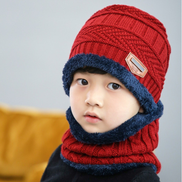 Детска плетена топла шапка и шал яка в различни цветове DM3(CHILDREN)