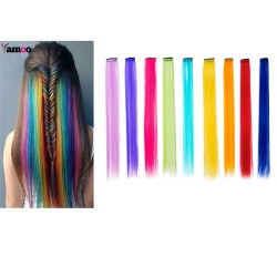Цветни синтетични кичури коса за удължаване с клипс, дължина 20 инча - F13 2