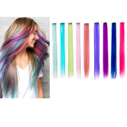 Цветни синтетични кичури коса за удължаване с клипс, дължина 20 инча - F13 4