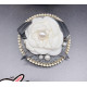 Дамска брошка с роза и елементи от перли и диаманти от плат в два варианта - E1-7
