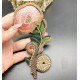 Брошка с форма на цвете, обсипана с мъниста, закопчаване тип безопасна игла Е05-5 2