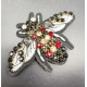 Бродирана брошка - муха с мъниста и камъни в многоцветен дизайн - Е6-6