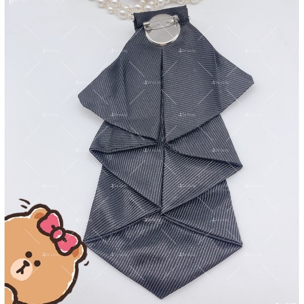 Текстилна черна панделка с брошка от камъни - Е09-2 4