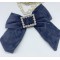 Синя брошка с форма на панделка и декорирани кристали - Е09-5 2