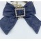 Синя брошка с форма на панделка и декорирани кристали - Е09-5 3