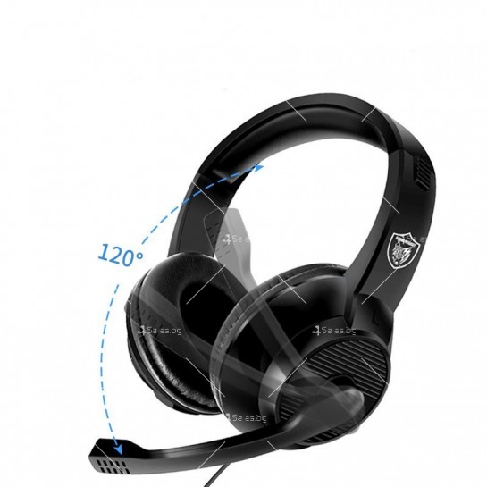 Жични геймърски слушалки с въртящ се микрофон на 120°, черни  - EP47