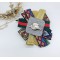 Многоцветна дамска брошка, панделка с кристали и висулки - Е10-4 4