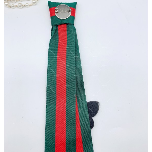 Брошка, вратовръзка с декорация от муха и цвете - Е11-1 4