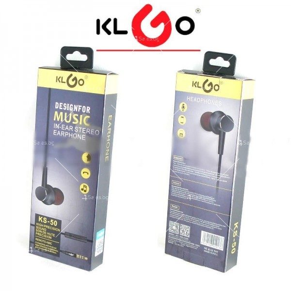 Слушалки с тапи за уши и кабел в сив цвят KLGO KS-50 - EP56 1