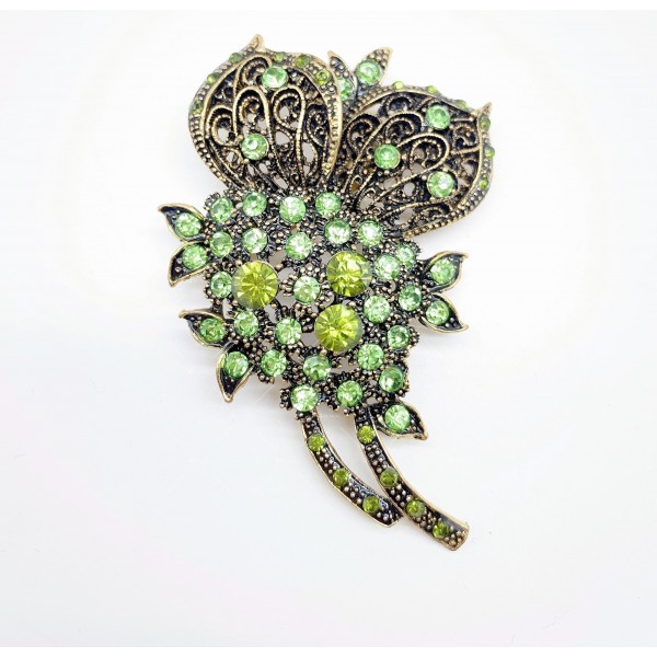 Ретро, дамска брошка, украсена с кристали в избор от 6 дизайна - Е14-5 3