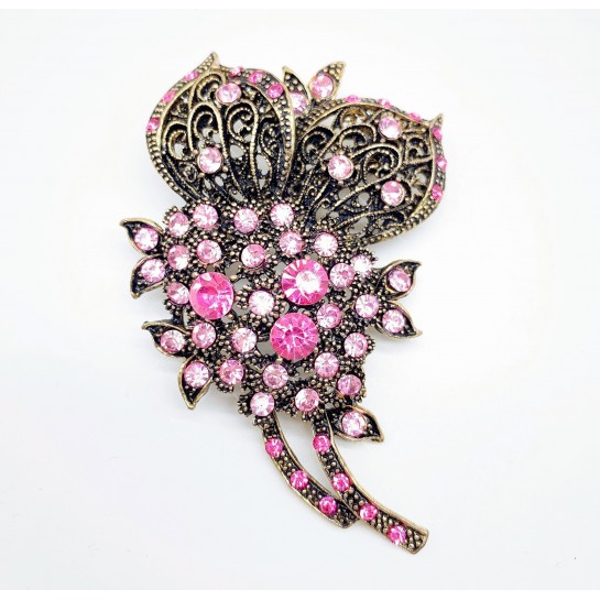 Ретро, дамска брошка, украсена с кристали в избор от 6 дизайна - Е14-5