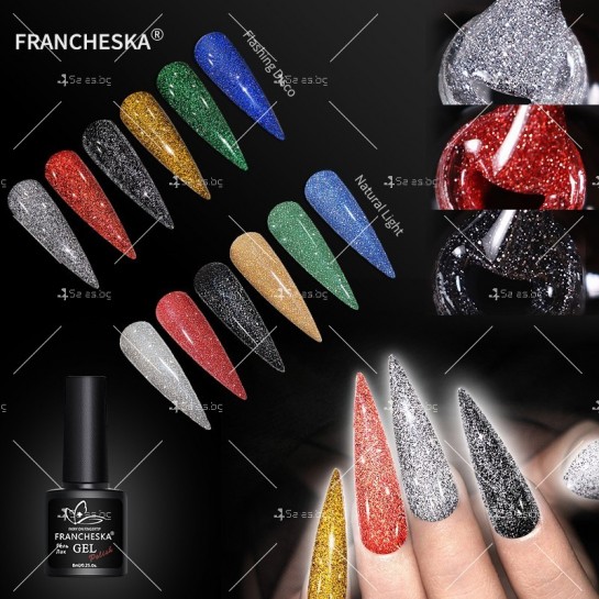 Гел – лак за нокти с диамантен блясък в 6 уникални цвята FRANCHESKA ZJY95
