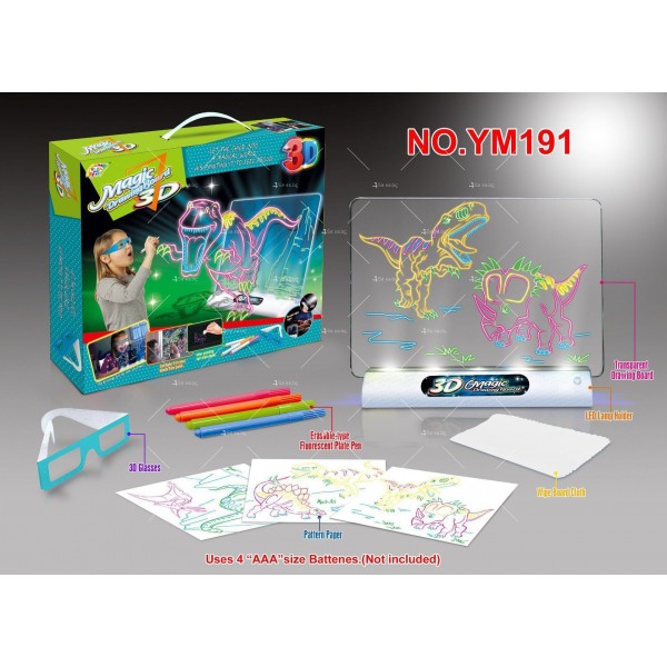 Магическа, светеща 3D дъска за рисуване с цветни маркери TV106 6