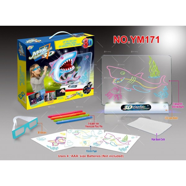 Магическа, светеща 3D дъска за рисуване с цветни маркери TV106 8