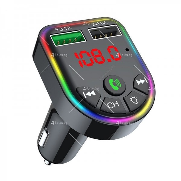 Автомобилен трансмитер с Bluetooth 5.0, MP3 плеър двойно USB бързо зарядно HF65 1