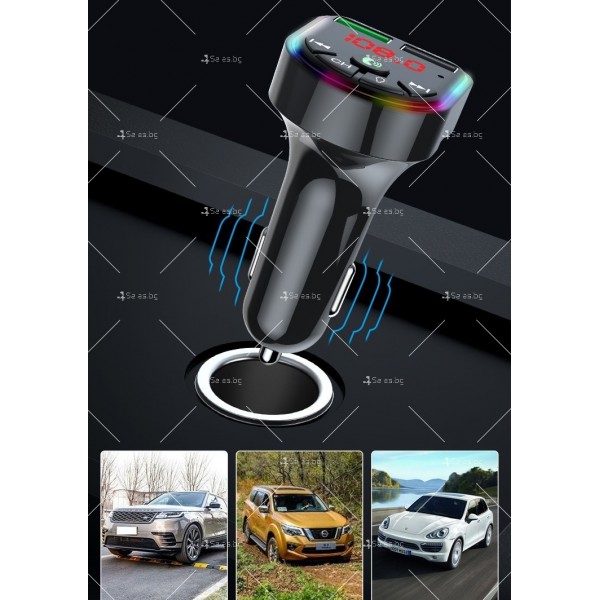 Автомобилен трансмитер с Bluetooth 5.0, MP3 плеър двойно USB бързо зарядно HF65 2