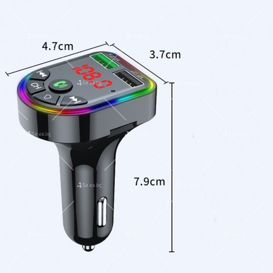 Автомобилен трансмитер с Bluetooth 5.0, MP3 плеър двойно USB бързо зарядно HF65