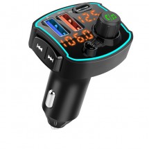 FM предавател и бързо зарядно за кола с USB-C и USB-A бързо захранване HF67