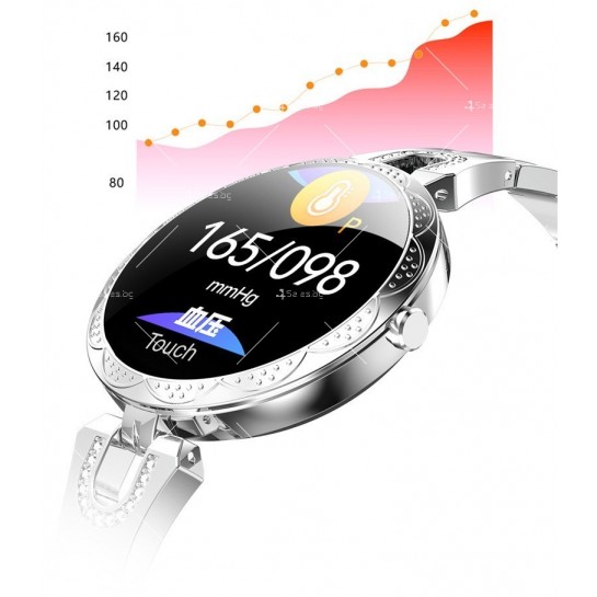 Луксозен интелигентен дамски часовник в сребрист и златист цвят SMW57