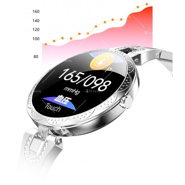 Луксозен интелигентен дамски часовник в сребрист и златист цвят SMW57 3